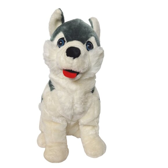 Siberian Husky Dog Plush Gray White Stuffed Animal Realistic 19" - Picture 1 of 5